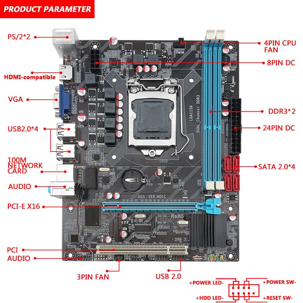 Buy MACHINIST H55 LGA 1156 Motherboard With Intel Core i5 760 CPU DDR3 ...