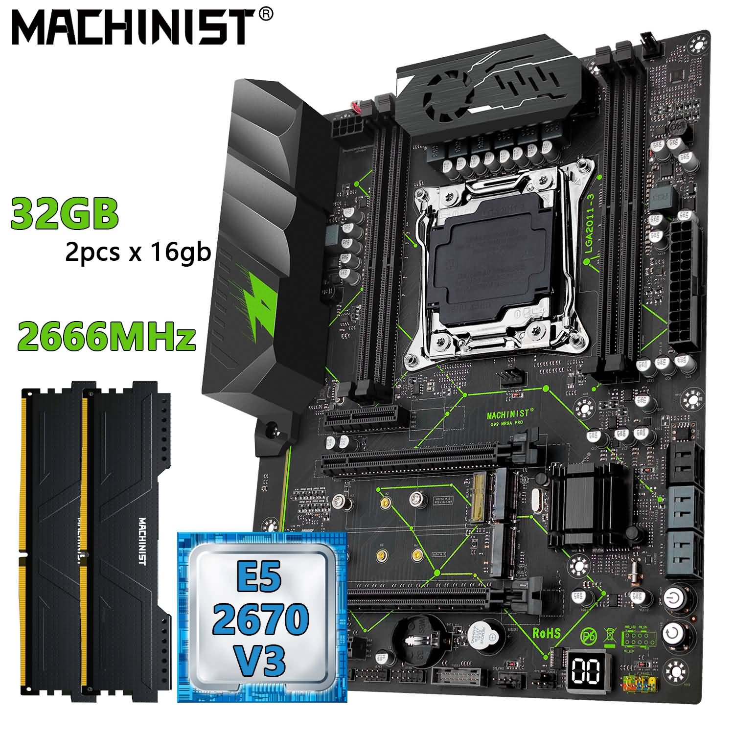 Buy Machinist Kit X99 Motherboard Set With Xeon E5 2670 V3 Cpu And Ddr4